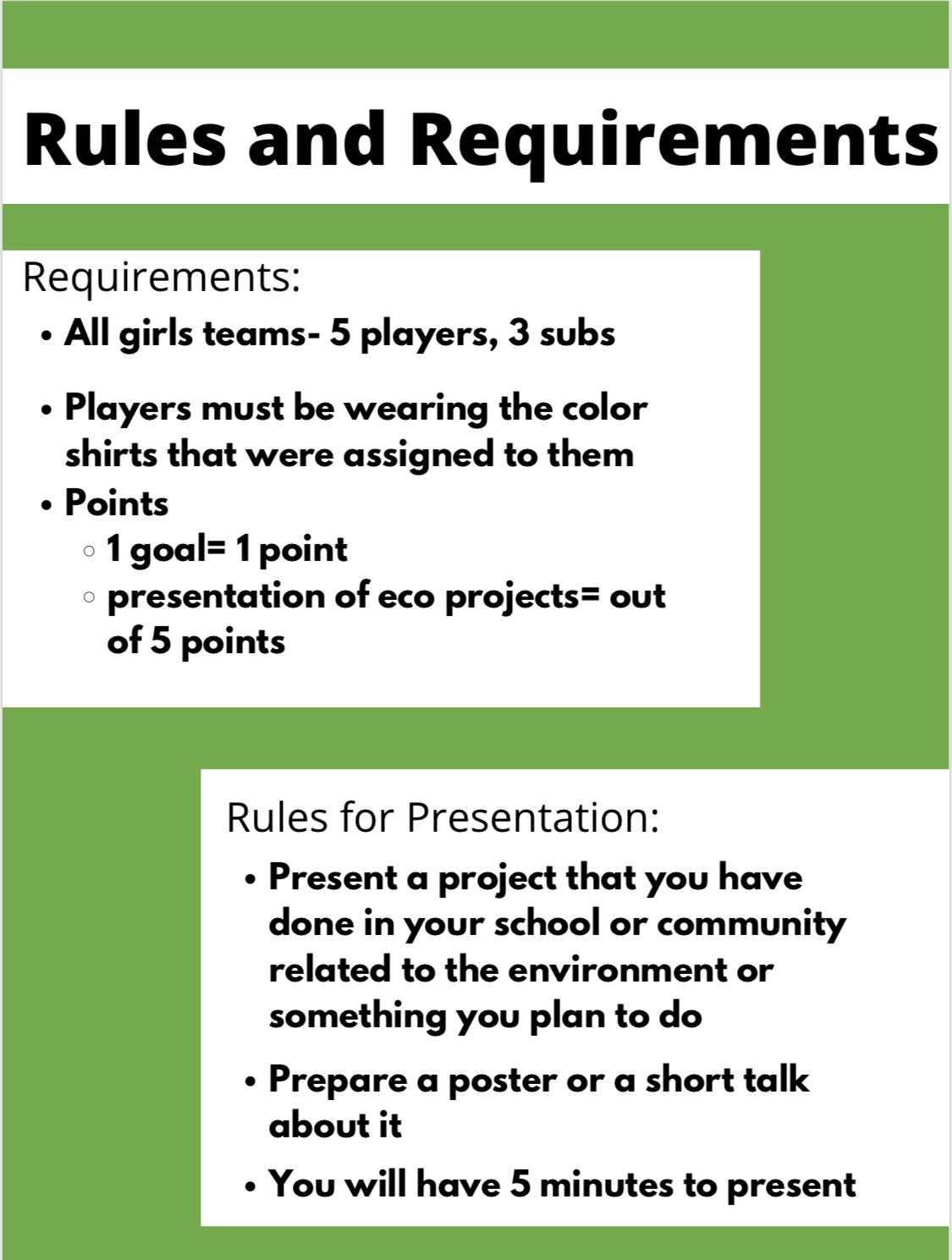 Climate Action Themed Football Tournament For Girls Rules and Requirements