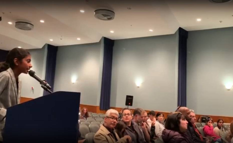 Janani Shivakumar’s speech at the Board of Education , Metuchen, NJ